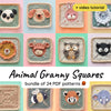 Animal Granny Square Patterns (bundle of 24, incl. video)